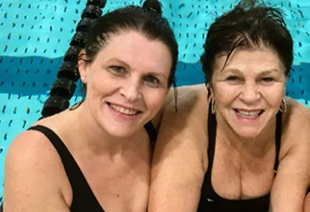 Shannon in the pool with some friends