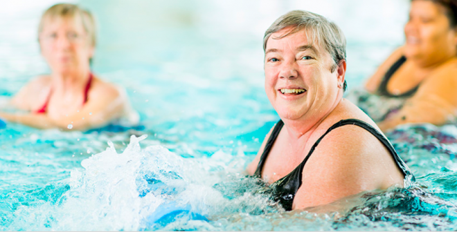 Women in pool class