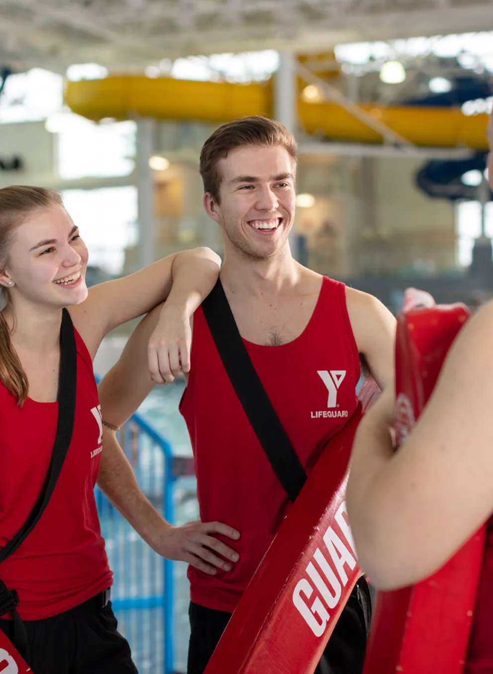 Life guards smiling and laughing