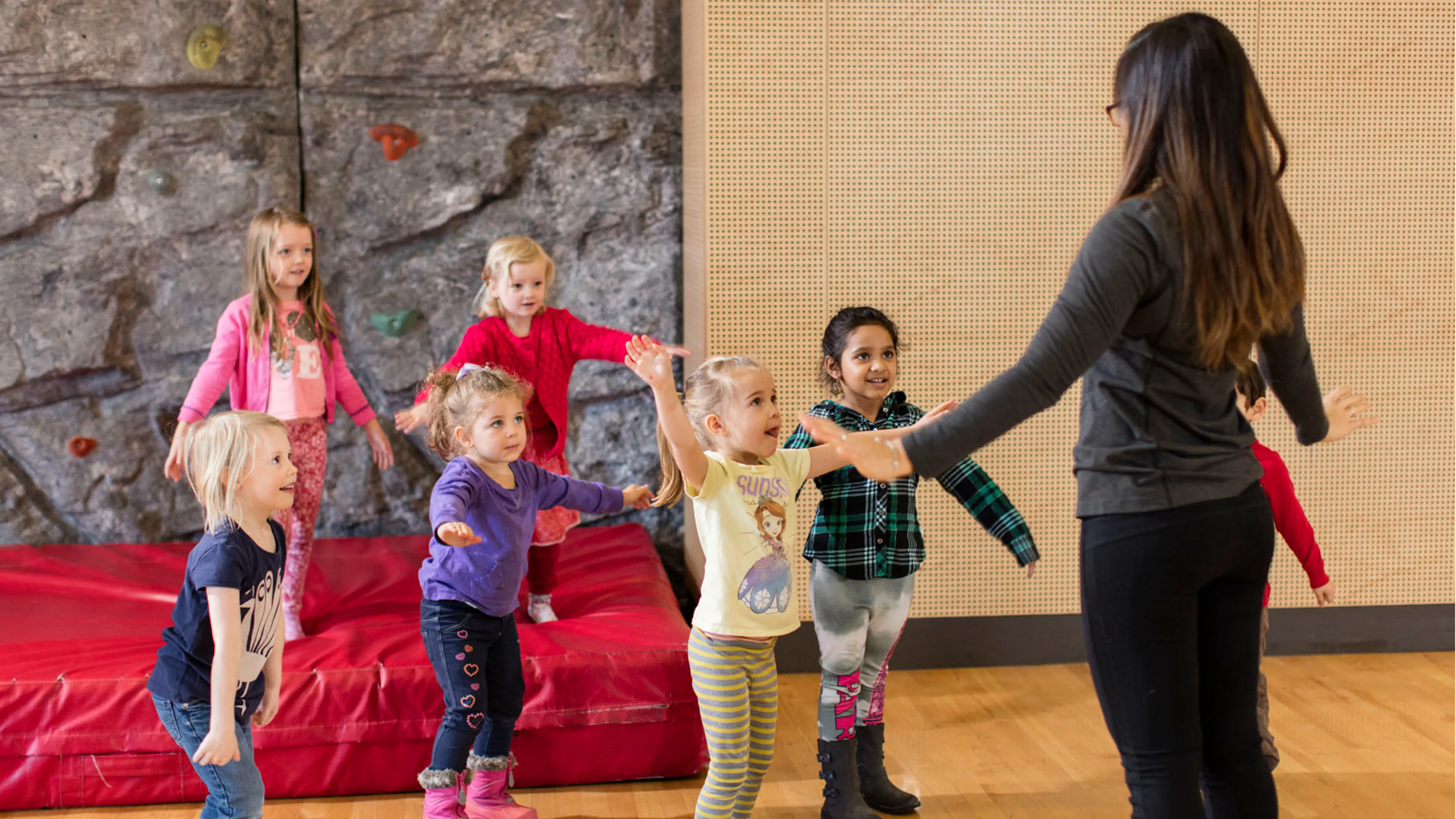 group of children doing gymnastics