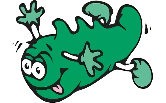silly green diving monster