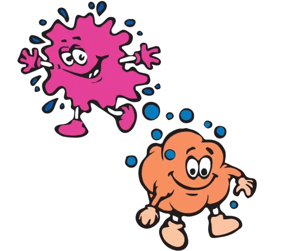 cute cartoon splash and bubble monsters