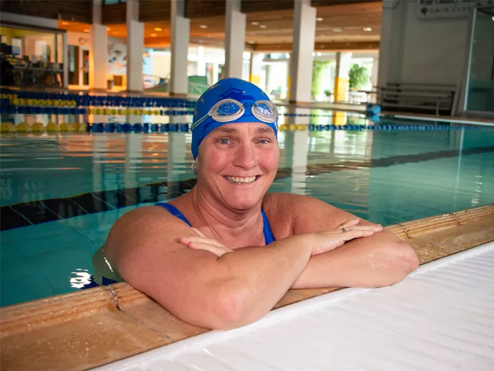 Kim Smiling in the pool