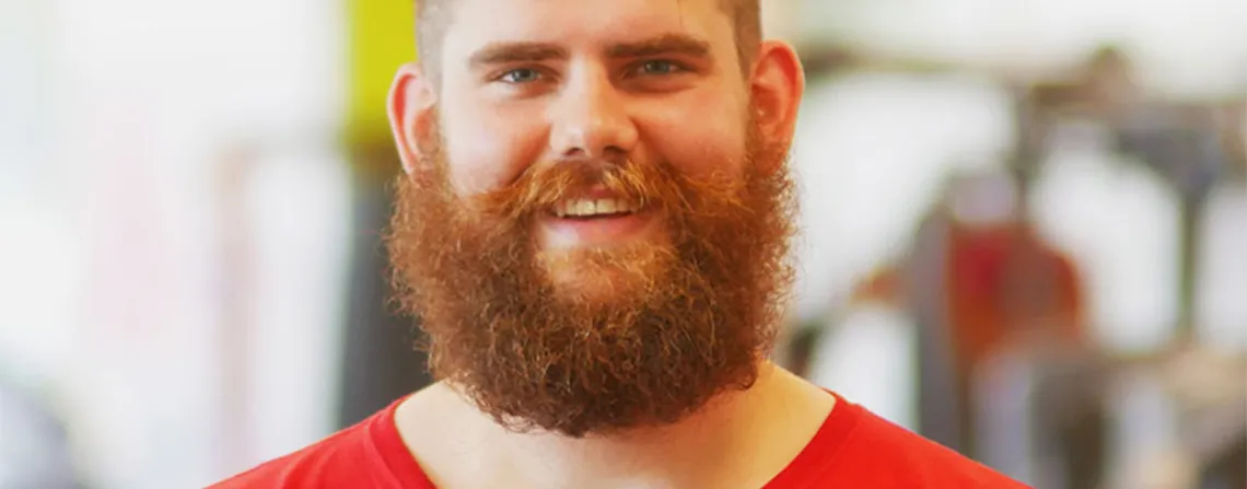 Close up of Etienne smiling