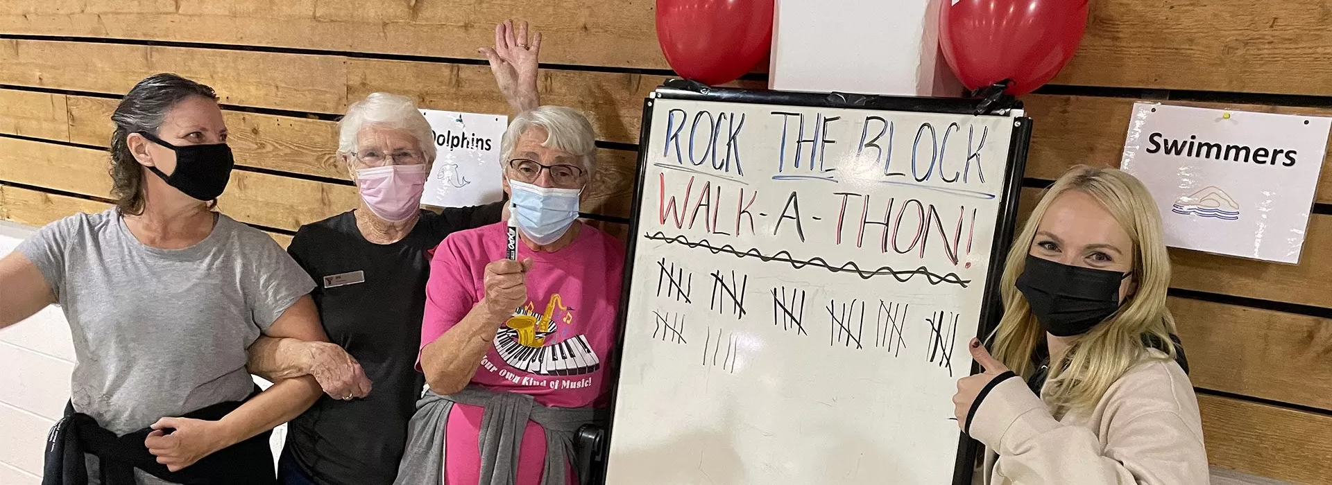 ladies counting number of laps walked