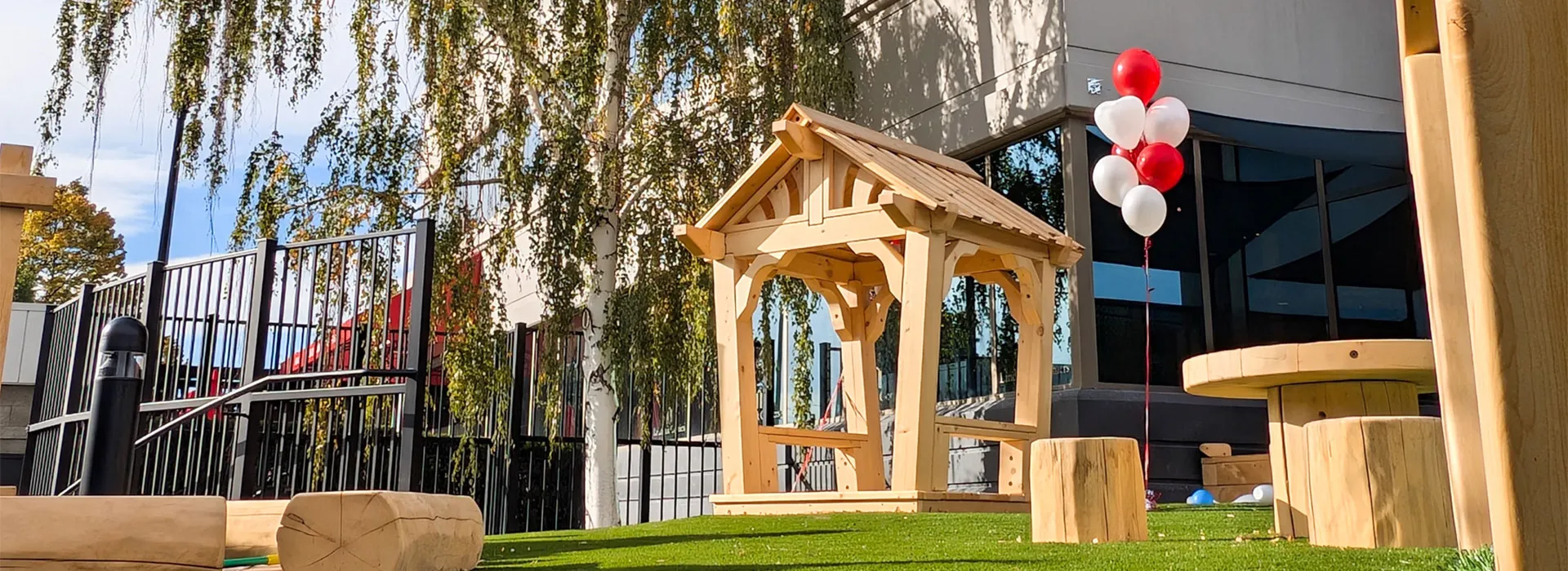 natural wood outdoor playground