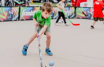 Children participating in NHL STREET through the YMCA of Southern Interior BC
