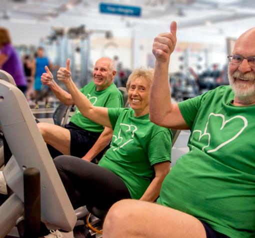 Healthy aging Thumbs up from three seniors