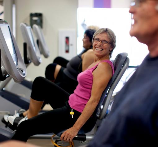 Healthy Hips and Knees Woman on a sit bike