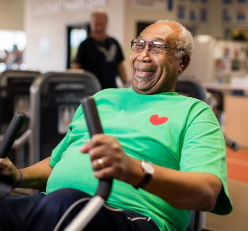 Healthy Hearts participant enjoying his workout